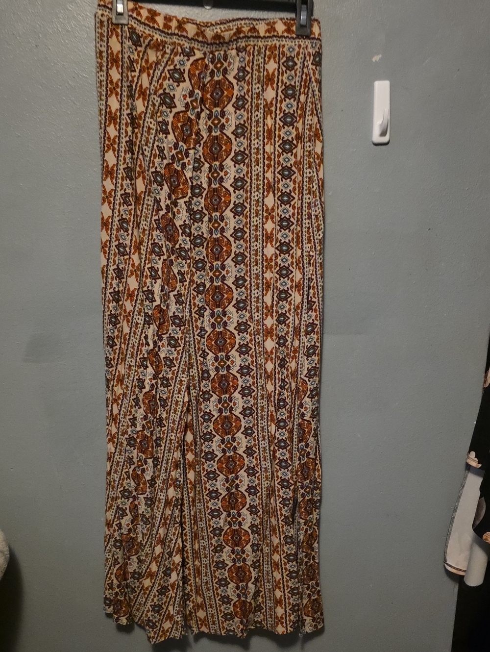 Boho Printed Maxi Skirt in Cream and Rust